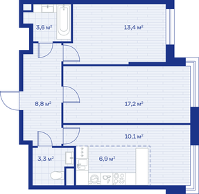 Квартира 63,3 м², 3-комнатная - изображение 1