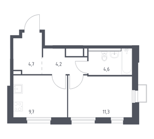 Квартира 34,5 м², 1-комнатная - изображение 1