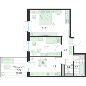 Квартира 63,6 м², 2-комнатная - изображение 1