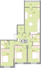 Квартира 79,5 м², студия - изображение 1