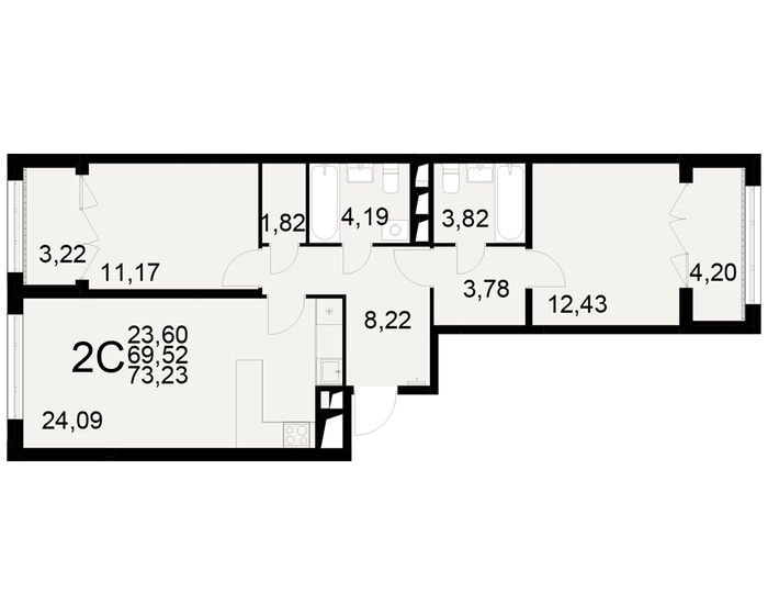 73,2 м², 2-комнатная квартира 8 860 830 ₽ - изображение 11
