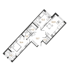 Квартира 74 м², 2-комнатная - изображение 2