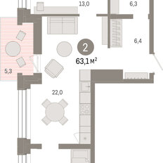 Квартира 63,1 м², 2-комнатная - изображение 3