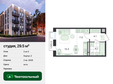 Квартира 29,5 м², студия - изображение 1