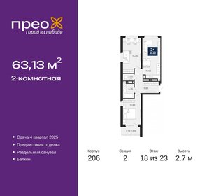 Квартира 63,1 м², 2-комнатная - изображение 1