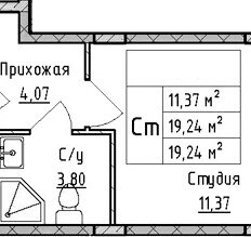 Квартира 24 м², студия - изображение 3