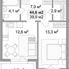 Квартира 44,6 м², 2-комнатная - изображение 3