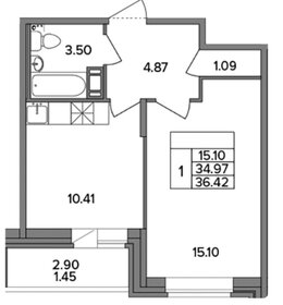 Квартира 37,8 м², 1-комнатная - изображение 1