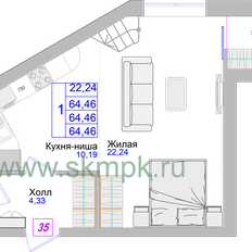 Квартира 65,6 м², 1-комнатные - изображение 3