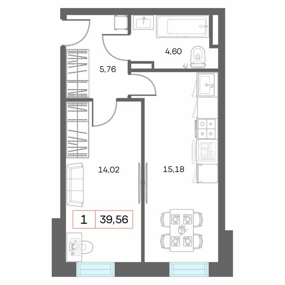 37 м², 1-комнатная квартира 3 550 000 ₽ - изображение 72