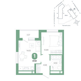 Квартира 37,6 м², 1-комнатная - изображение 1