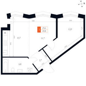 Квартира 49,8 м², 2-комнатная - изображение 1