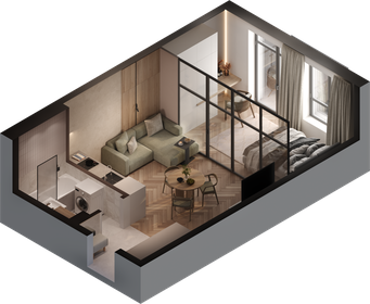 Квартира 44,5 м², 1-комнатные - изображение 1