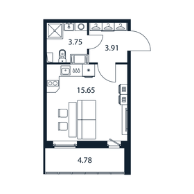 Квартира 22,9 м², студия - изображение 1