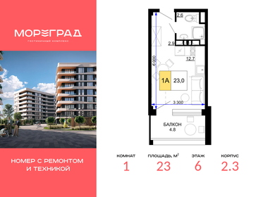Квартира 23 м², 1-комнатные - изображение 1
