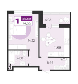 Квартира 38,6 м², 1-комнатная - изображение 1