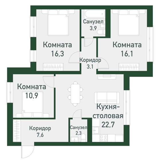 99,3 м², 3-комнатная квартира 21 051 600 ₽ - изображение 26
