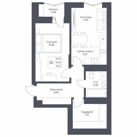 83,4 м², 2-комнатная квартира 17 600 000 ₽ - изображение 35