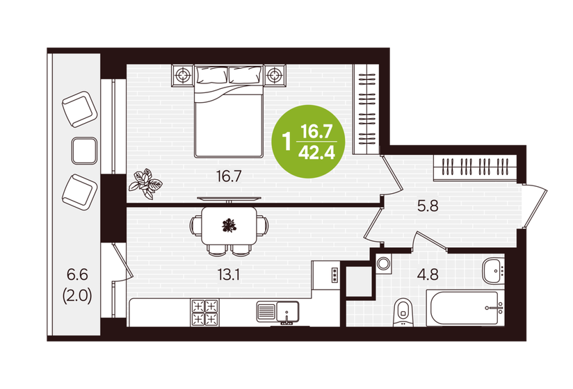 24 м², квартира-студия 2 800 000 ₽ - изображение 69