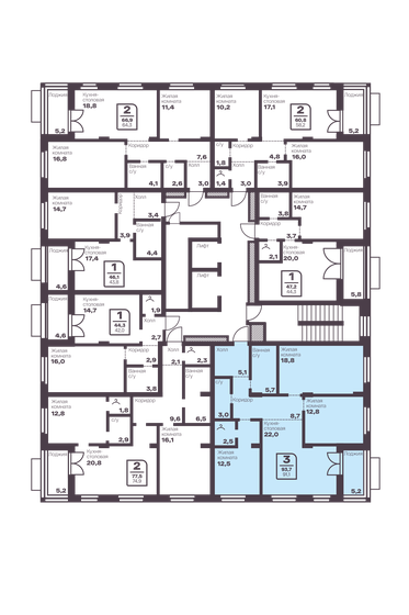 91,1 м², 3-комнатная квартира 12 703 895 ₽ - изображение 40
