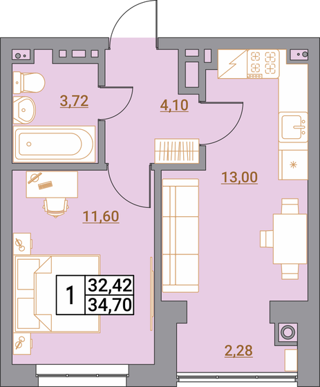 35,3 м², квартира-студия 4 239 600 ₽ - изображение 113