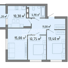 Квартира 69,6 м², 3-комнатная - изображение 2