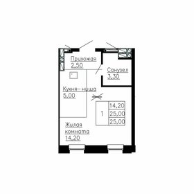 Квартира 25,5 м², студия - изображение 1