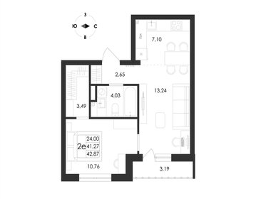 Квартира 42,9 м², 2-комнатная - изображение 1
