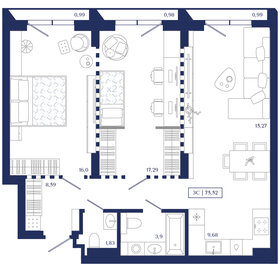 Квартира 75,5 м², 3-комнатная - изображение 1