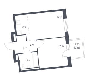 Квартира 39,7 м², 1-комнатная - изображение 1