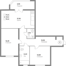 Квартира 78,9 м², 2-комнатная - изображение 2