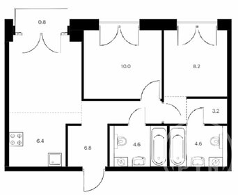 Квартира 54,5 м², 2-комнатная - изображение 1