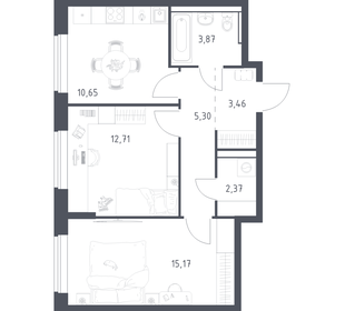 Квартира 53,5 м², 2-комнатная - изображение 1
