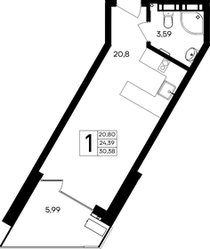 Квартира 30,4 м², 1-комнатные - изображение 1