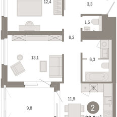 Квартира 66,6 м², 2-комнатная - изображение 2