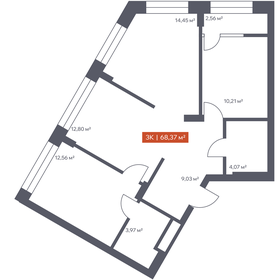 Квартира 68,4 м², 3-комнатная - изображение 1
