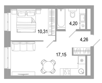 Квартира 35,5 м², 1-комнатная - изображение 1