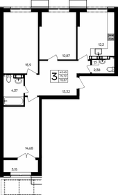 Квартира 78,9 м², 3-комнатная - изображение 1