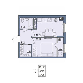 Квартира 32,2 м², 1-комнатная - изображение 1