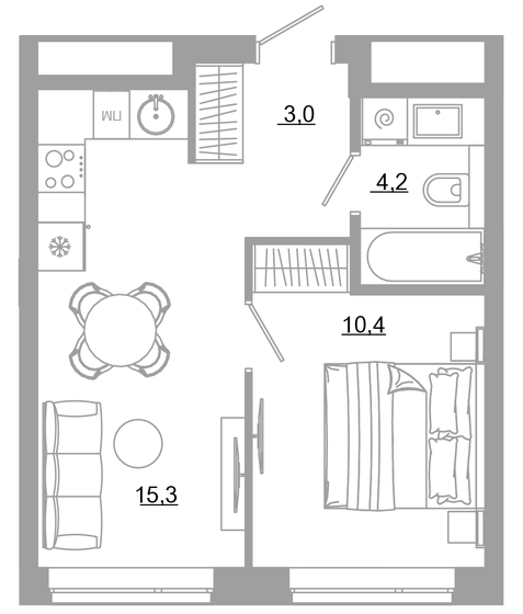 32,9 м², 1-комнатная квартира 5 940 000 ₽ - изображение 1