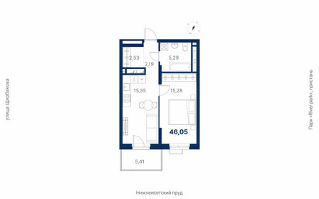 Квартира 46,1 м², 1-комнатная - изображение 1