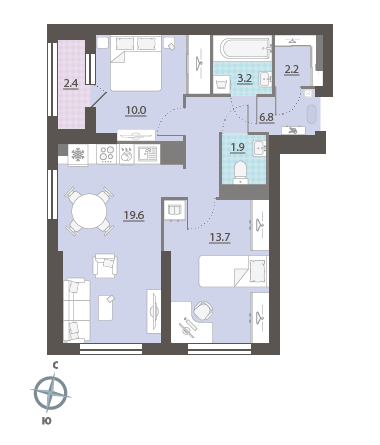 65,6 м², 2-комнатная квартира 11 793 670 ₽ - изображение 7