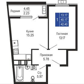 Квартира 42 м², 1-комнатная - изображение 1