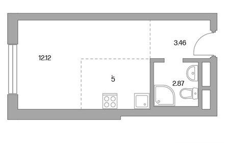 Квартира 26 м², студия - изображение 1