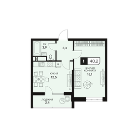 Квартира 40,2 м², 1-комнатная - изображение 1