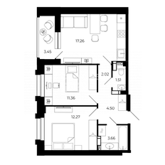 Квартира 55,4 м², 2-комнатная - изображение 2
