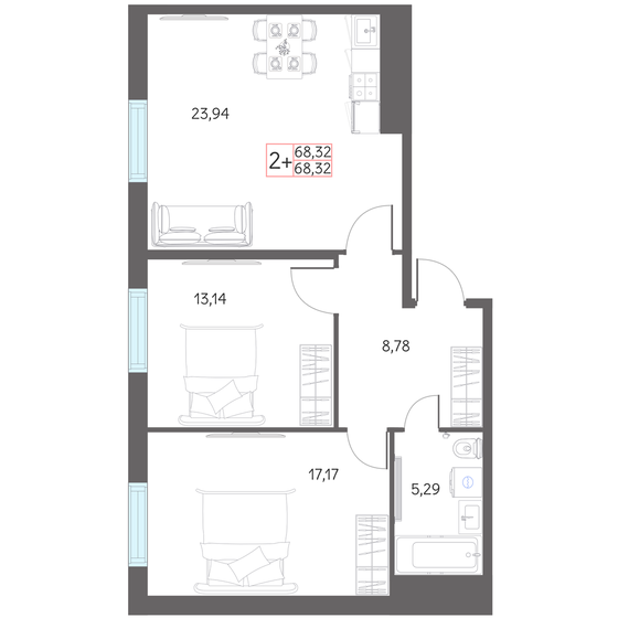 73,1 м², 2-комнатная квартира 8 520 000 ₽ - изображение 66