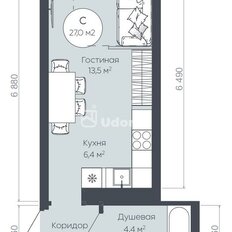 Квартира 27 м², студия - изображение 2