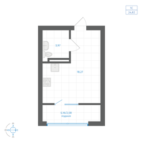 Квартира 22,2 м², студия - изображение 1