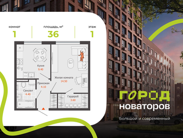 Квартира 36 м², 1-комнатная - изображение 1